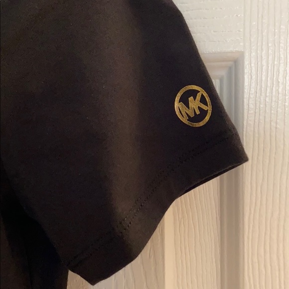 NEW MICHAEL KORS RUCHED MK LOGO BLACK SHIRT POLO - Picture 3 of 4